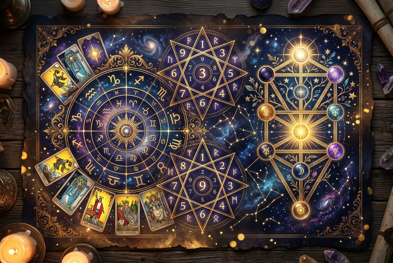 Life Map — a mystical map combining astrology, numerology, tarot, and runes