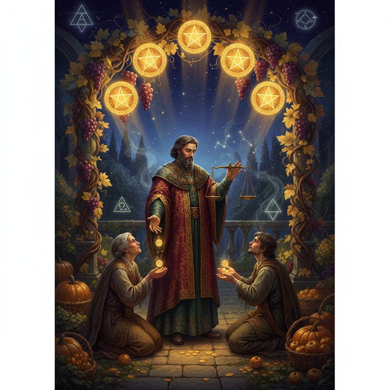 Tarotkarte Sechs der Münzen — Große Arkana