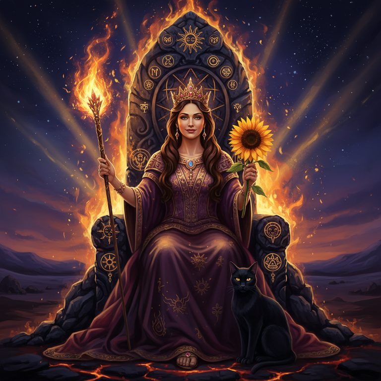 Tarotkarte Königin der Stäbe — Große Arkana